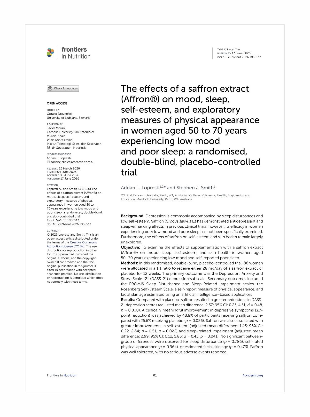Affron®最新临床登国际权威期刊:近半数受试者抑郁情绪获改善!(图9) Affron®最新临床登国际权威期刊:近半数受试者抑郁情绪获改善!(图9)